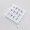 12PCS OF MULTI CZ CROSS 316L SURGICAL STEEL L-SHAPE NOSE RING BOX